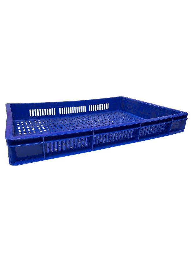 Plastic Storage Crate 600x400x80mm Stackable Food Grade Ventilated Catering Crate Heavy Duty - Blue